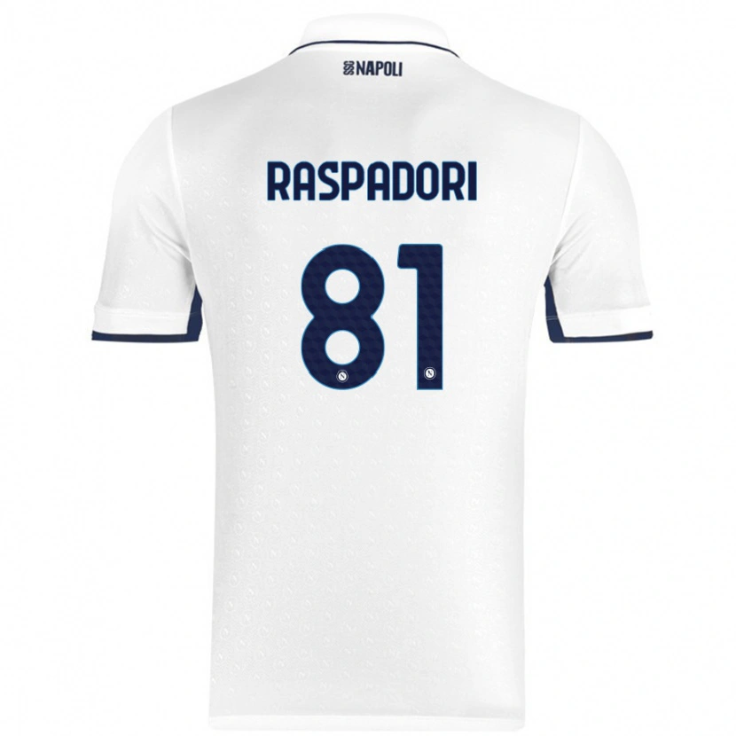 Danxen Heren Giacomo Raspadori #81 Wit Koningsblauw Uitshirt Uittenue 2024/25 T-Shirt