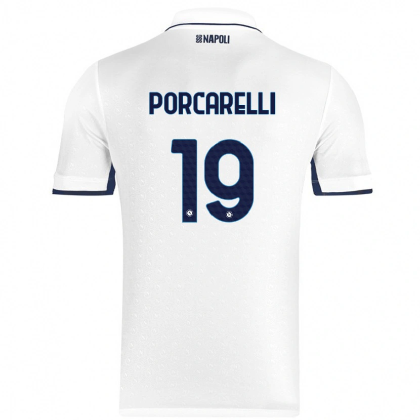 Danxen Heren Maddelena Porcarelli #19 Wit Koningsblauw Uitshirt Uittenue 2024/25 T-Shirt