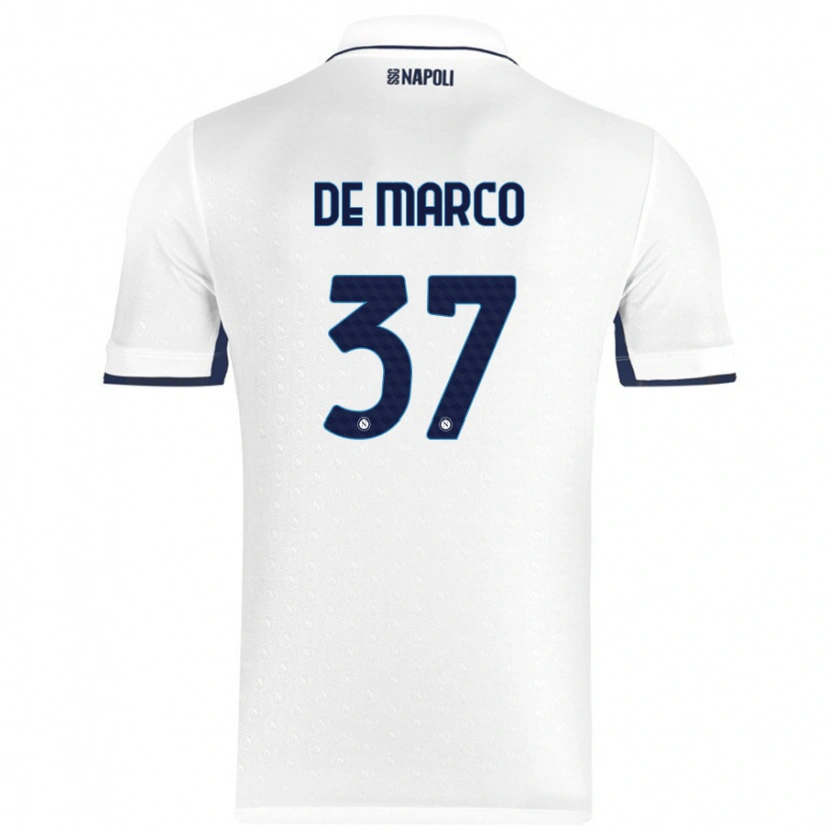 Danxen Heren Francesco De Marco #37 Wit Koningsblauw Uitshirt Uittenue 2024/25 T-Shirt