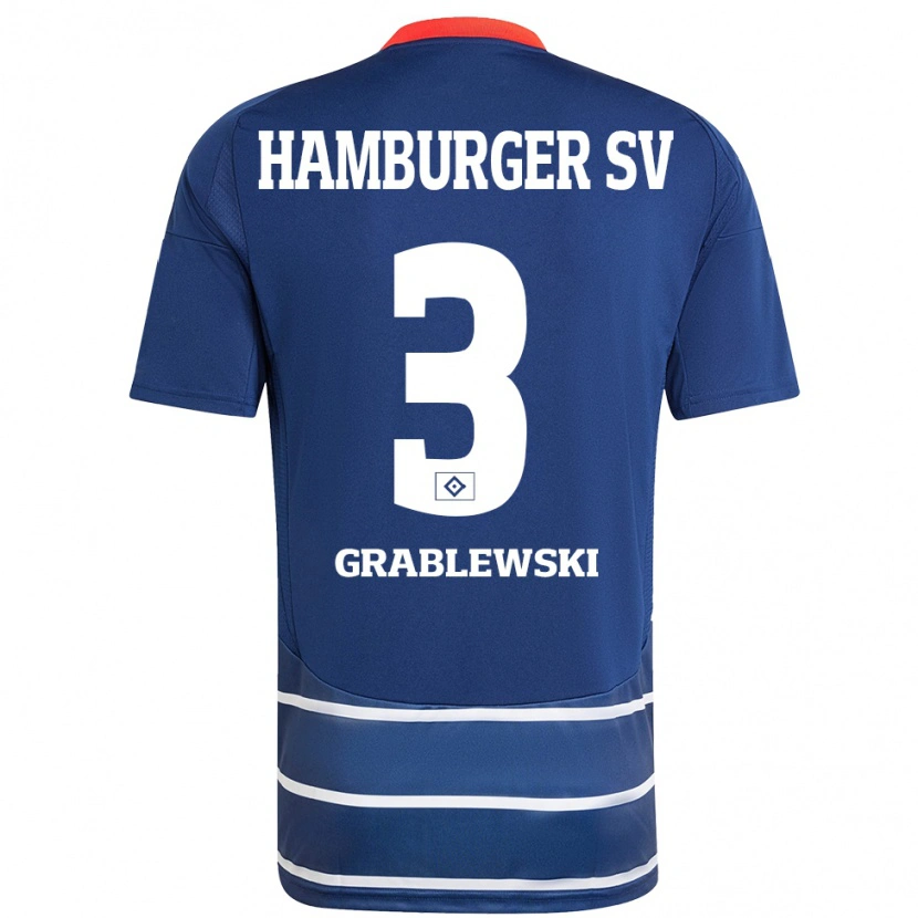 Danxen Heren Max Grablewski #3 Donkerblauw Uitshirt Uittenue 2024/25 T-Shirt