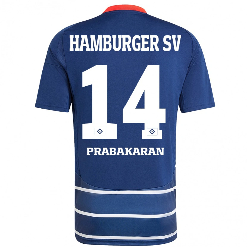 Danxen Heren Nilavan Prabakaran #14 Donkerblauw Uitshirt Uittenue 2024/25 T-Shirt