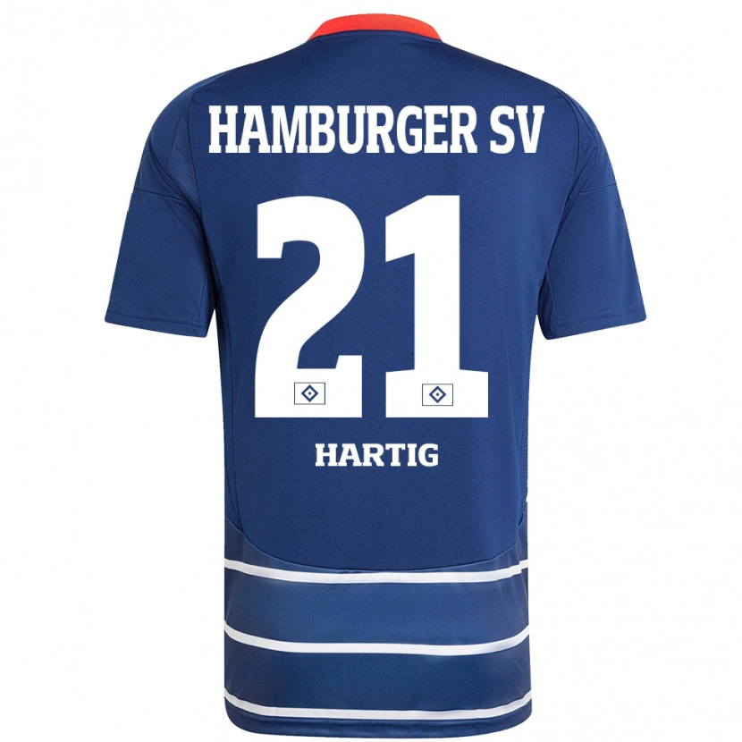 Danxen Heren Jonas-Finn Hartig #21 Donkerblauw Uitshirt Uittenue 2024/25 T-Shirt