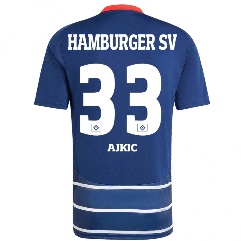 Danxen Heren Selim Ajkic #33 Donkerblauw Uitshirt Uittenue 2024/25 T-Shirt