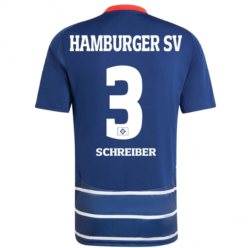 Danxen Heren David Schreiber #3 Donkerblauw Uitshirt Uittenue 2024/25 T-Shirt