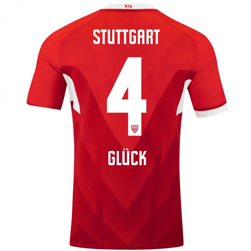 Danxen Heren Michael Glück #4 Rood Wit Uitshirt Uittenue 2024/25 T-Shirt