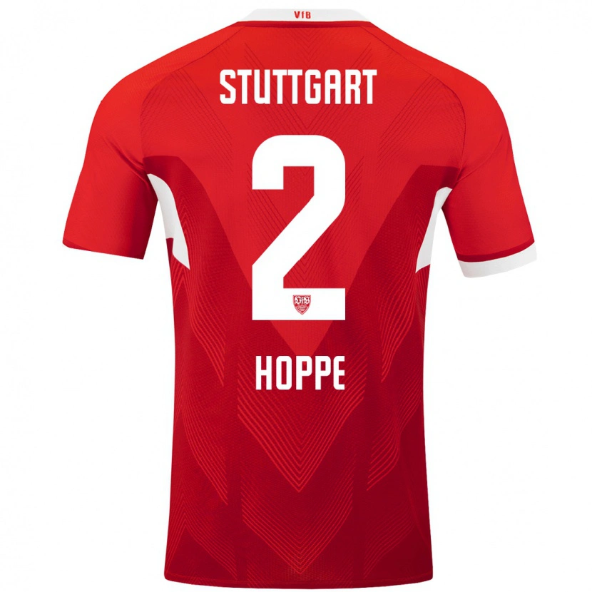 Danxen Heren Mattis Hoppe #2 Rood Wit Uitshirt Uittenue 2024/25 T-Shirt