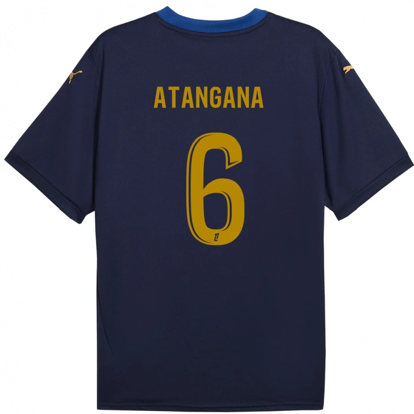 Danxen Heren Valentin Atangana #6 Marineblauw Goud Uitshirt Uittenue 2024/25 T-Shirt