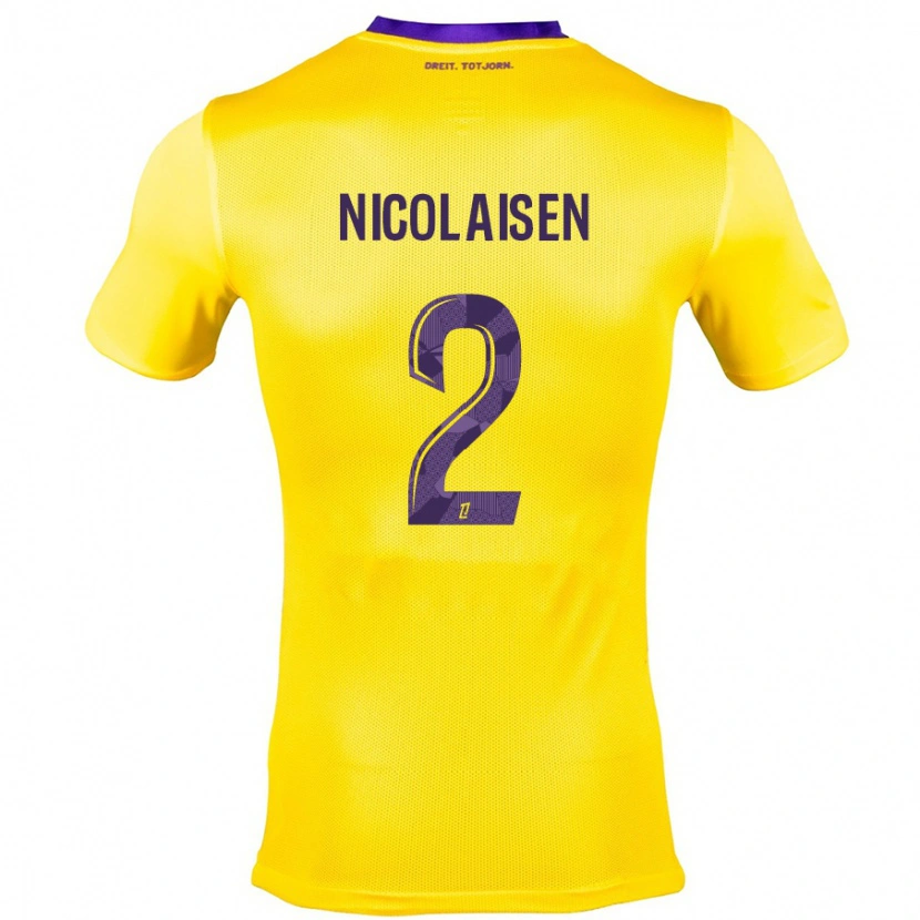 Danxen Heren Rasmus Nicolaisen #2 Geel Paars Uitshirt Uittenue 2024/25 T-Shirt