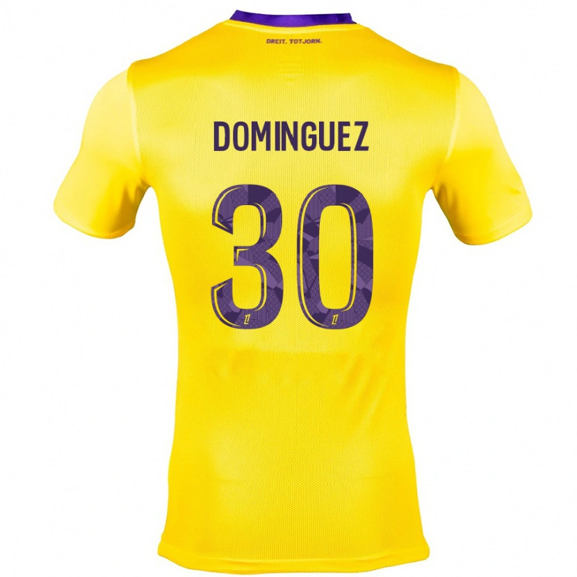 Danxen Heren Álex Domínguez #30 Geel Paars Uitshirt Uittenue 2024/25 T-Shirt