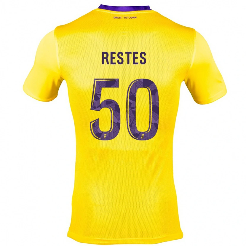 Danxen Heren Guillaume Restes #50 Geel Paars Uitshirt Uittenue 2024/25 T-Shirt