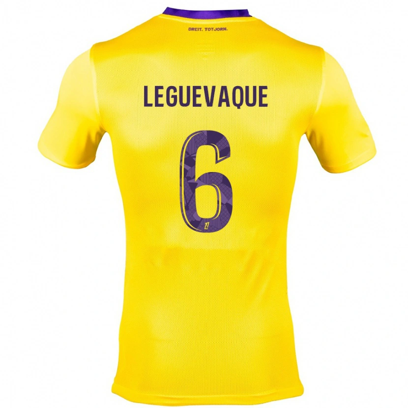 Danxen Heren Laurie Leguevaque #6 Geel Paars Uitshirt Uittenue 2024/25 T-Shirt