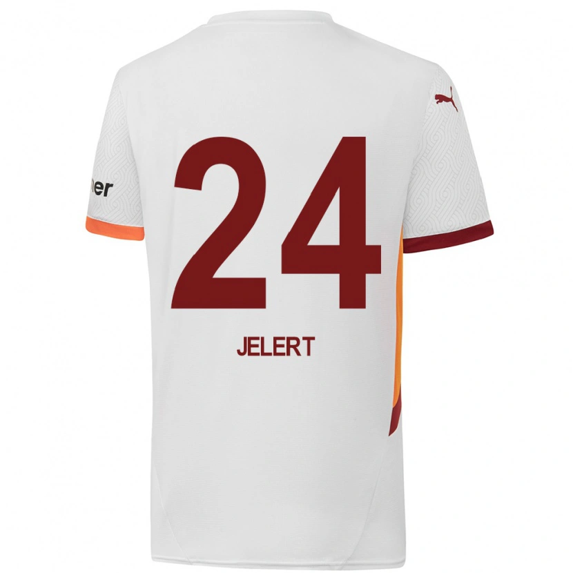 Danxen Heren Elias Jelert #24 Wit Geel Rood Uitshirt Uittenue 2024/25 T-Shirt