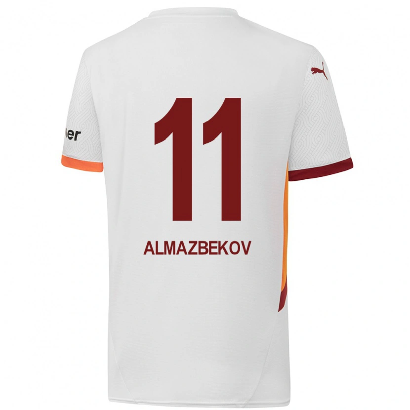 Danxen Heren Beknaz Almazbekov #11 Wit Geel Rood Uitshirt Uittenue 2024/25 T-Shirt