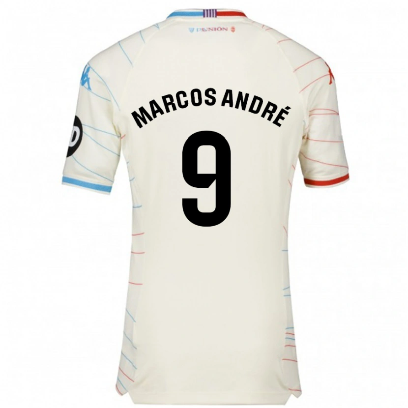 Danxen Heren Marcos André #9 Wit Rood Blauw Uitshirt Uittenue 2024/25 T-Shirt