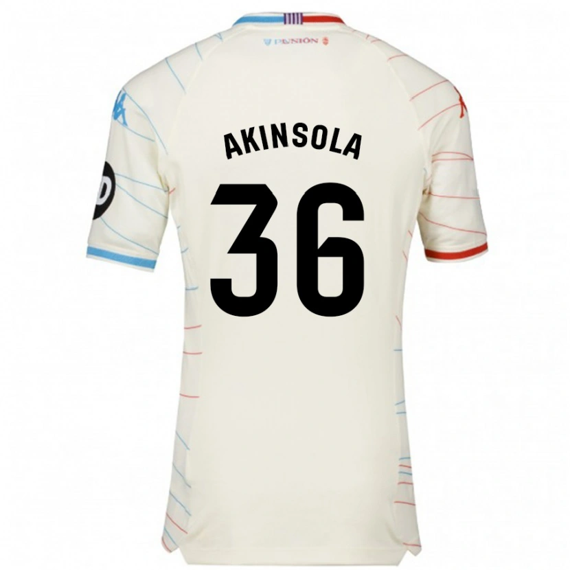 Danxen Heren Tunde Akinsola #36 Wit Rood Blauw Uitshirt Uittenue 2024/25 T-Shirt