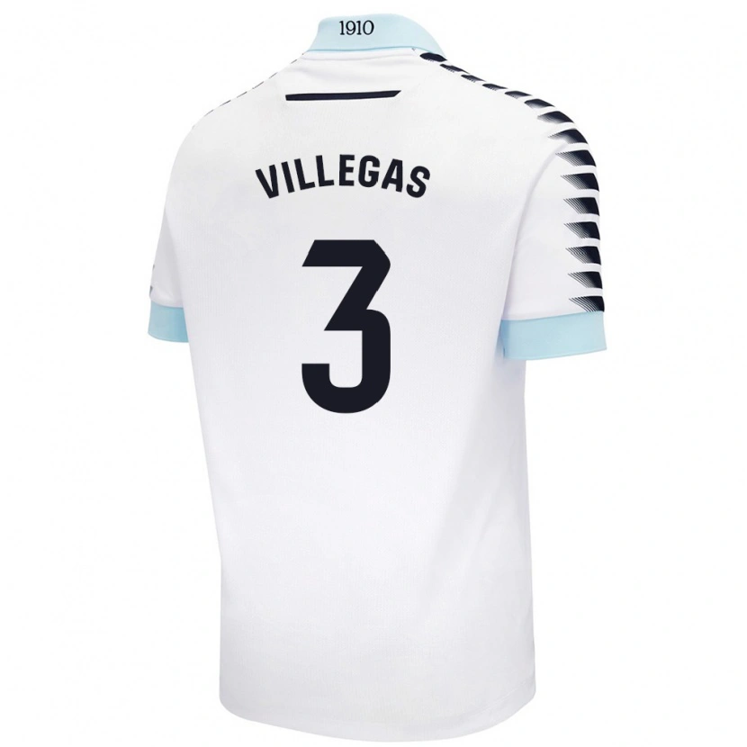 Danxen Heren Virginia Villegas Rico #3 Wit Blauw Uitshirt Uittenue 2024/25 T-Shirt