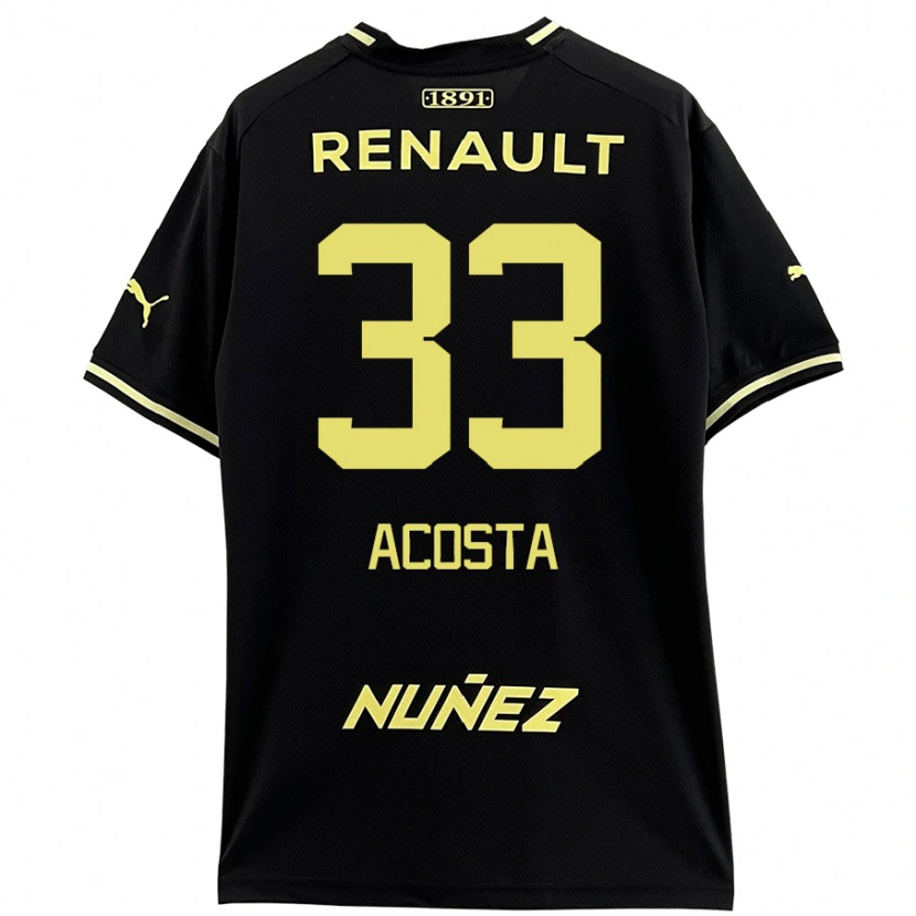 Danxen Heren Nahuel Acosta #33 Zwart Geel Uitshirt Uittenue 2024/25 T-Shirt