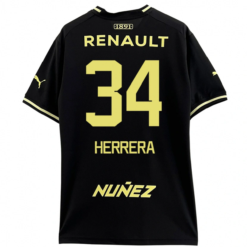 Danxen Heren Nahuel Herrera #34 Zwart Geel Uitshirt Uittenue 2024/25 T-Shirt