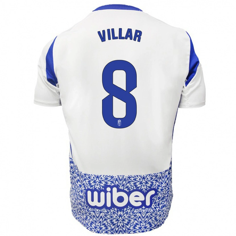 Danxen Heren Gonzalo Villar #8 Wit Blauw Uitshirt Uittenue 2024/25 T-Shirt