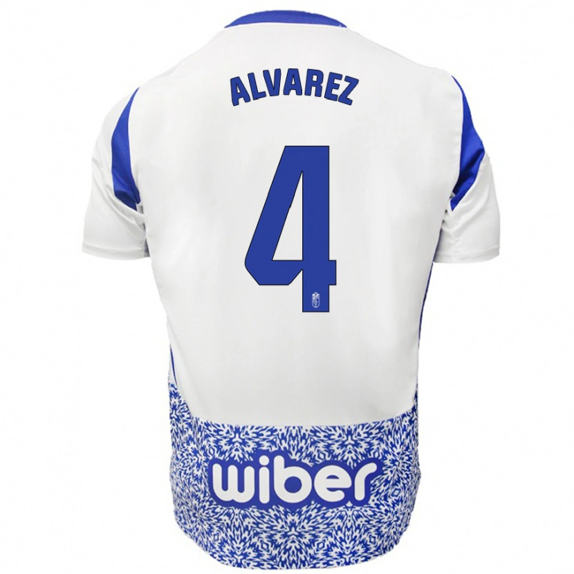 Danxen Heren Isabel Álvarez #4 Wit Blauw Uitshirt Uittenue 2024/25 T-Shirt