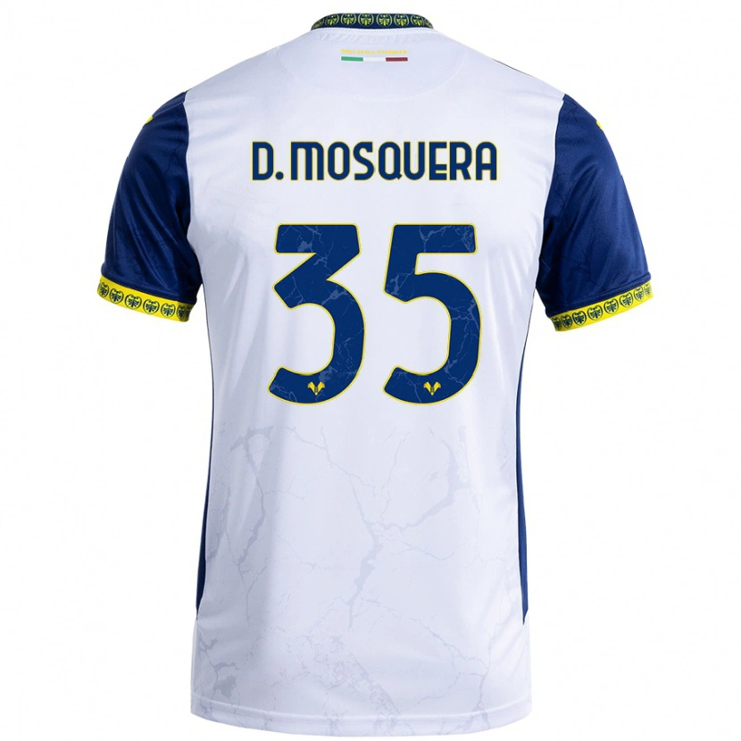 Danxen Heren Daniel Mosquera #35 Witblauw Uitshirt Uittenue 2024/25 T-Shirt