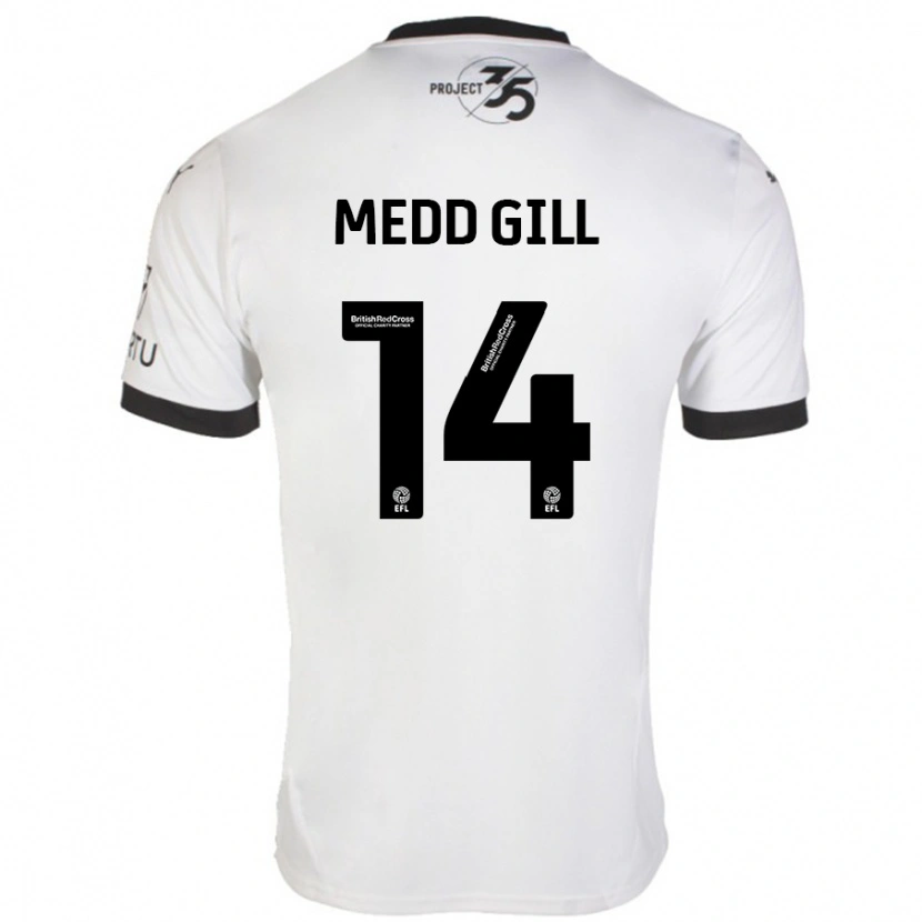 Danxen Heren Tamsin Medd-Gill #14 Wit Zwart Uitshirt Uittenue 2024/25 T-Shirt