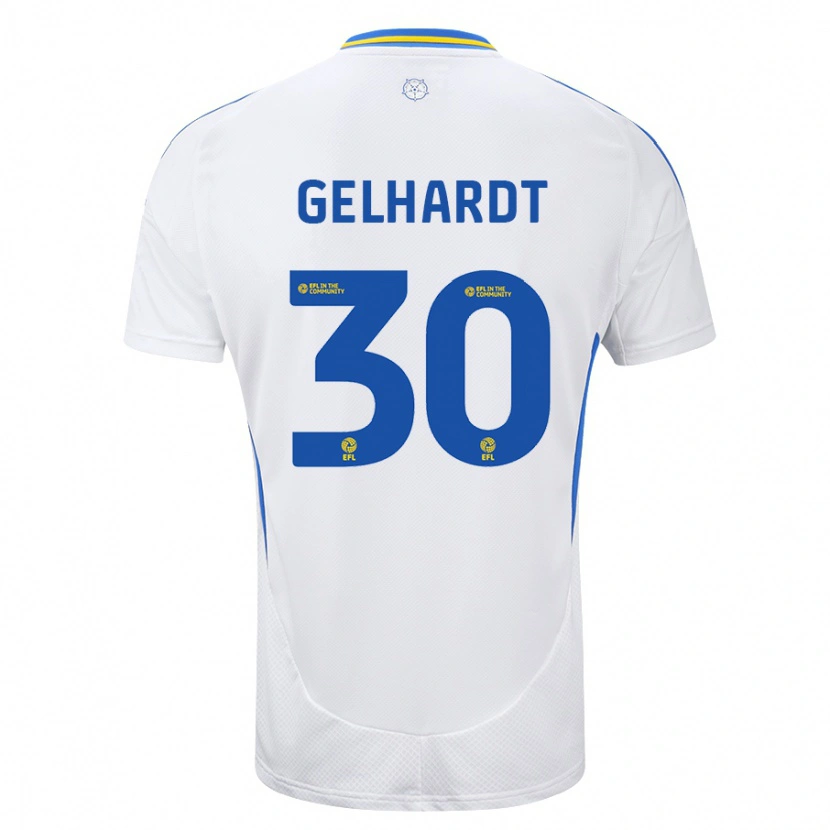 Danxen Dames Joe Gelhardt #30 Wit Blauw Thuisshirt Thuistenue 2024/25 T-Shirt