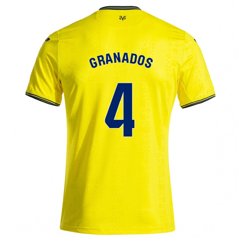 Danxen Dames Carlos Granados #4 Geel Zwart Thuisshirt Thuistenue 2024/25 T-Shirt