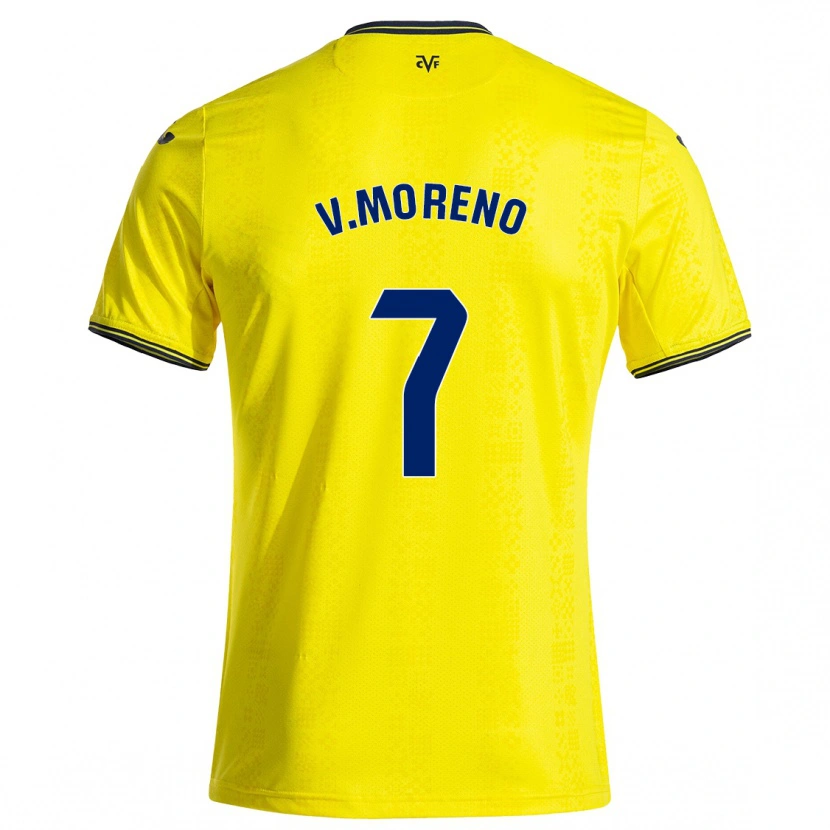 Danxen Dames Víctor Moreno #7 Geel Zwart Thuisshirt Thuistenue 2024/25 T-Shirt