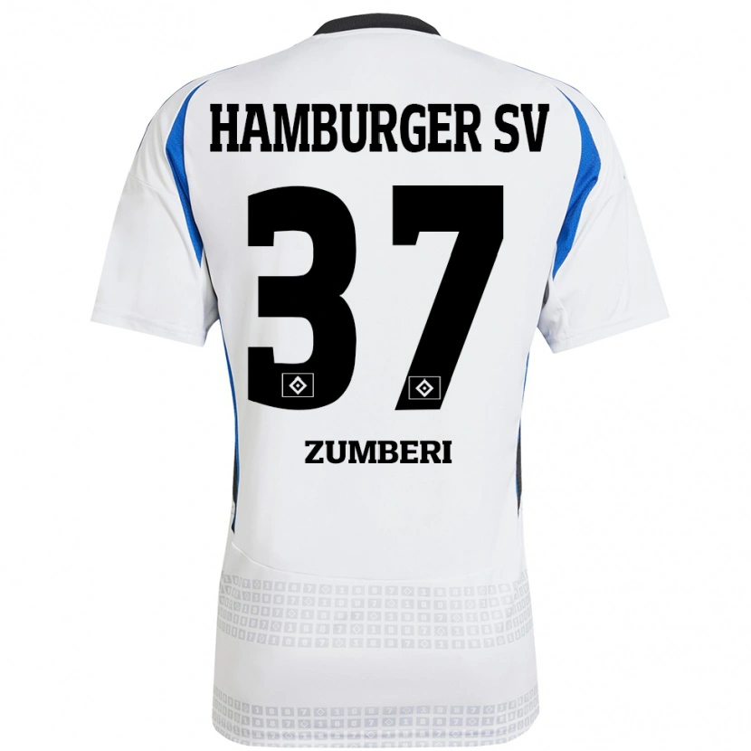 Danxen Dames Valon Zumberi #37 Wit Blauw Thuisshirt Thuistenue 2024/25 T-Shirt