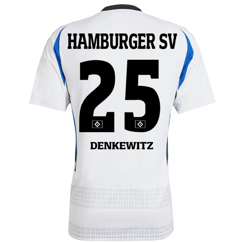 Danxen Dames Nick Denkewitz #25 Wit Blauw Thuisshirt Thuistenue 2024/25 T-Shirt