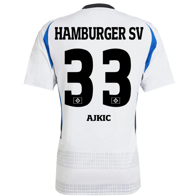 Danxen Dames Selim Ajkic #33 Wit Blauw Thuisshirt Thuistenue 2024/25 T-Shirt