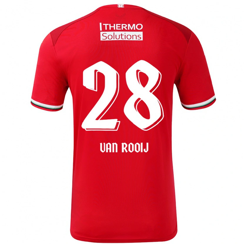 Danxen Dames Bart Van Rooij #28 Rood Wit Thuisshirt Thuistenue 2024/25 T-Shirt