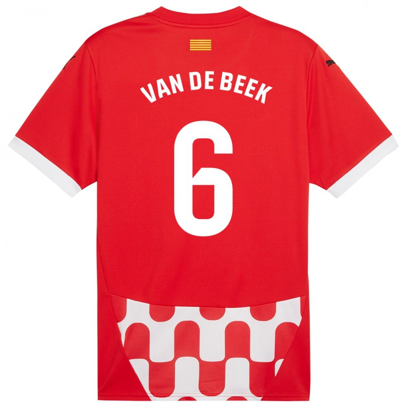 Danxen Dames Donny Van De Beek #6 Rood Wit Thuisshirt Thuistenue 2024/25 T-Shirt