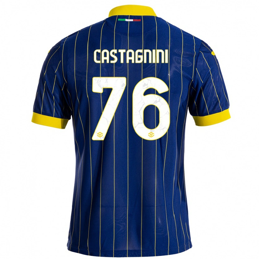 Danxen Dames Mirko Castagnini #76 Blauw Geel Thuisshirt Thuistenue 2024/25 T-Shirt