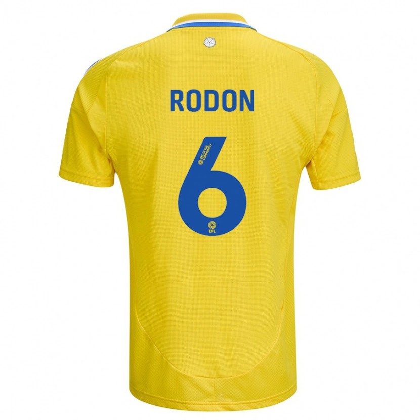 Danxen Dames Joe Rodon #6 Geel Blauw Uitshirt Uittenue 2024/25 T-Shirt