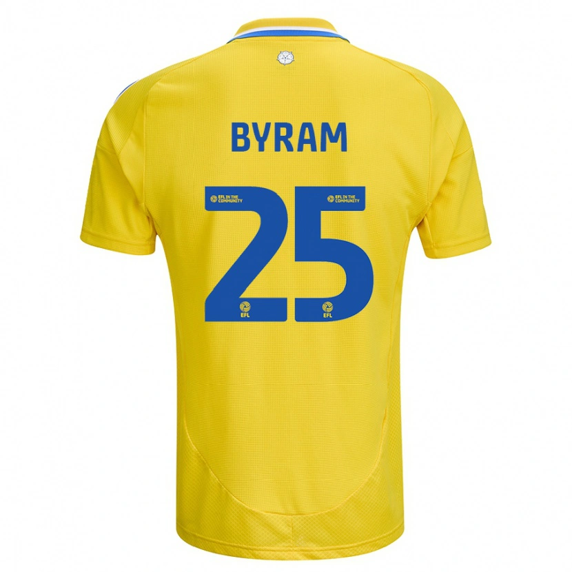 Danxen Dames Sam Byram #25 Geel Blauw Uitshirt Uittenue 2024/25 T-Shirt