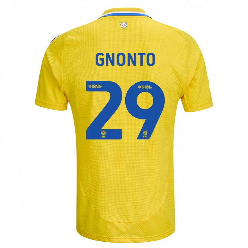 Danxen Dames Wilfried Gnonto #29 Geel Blauw Uitshirt Uittenue 2024/25 T-Shirt