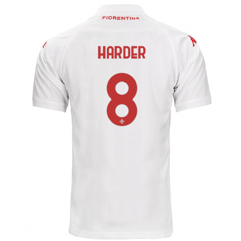 Danxen Dames Jonas Harder #8 Wit Uitshirt Uittenue 2024/25 T-Shirt