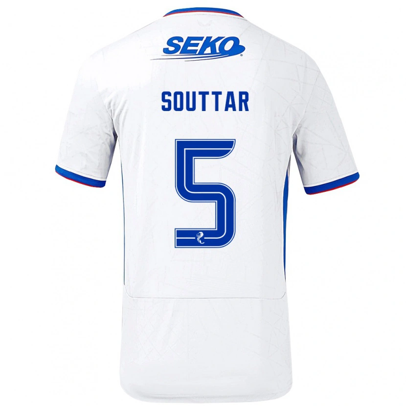 Danxen Dames John Souttar #5 Wit Blauw Uitshirt Uittenue 2024/25 T-Shirt