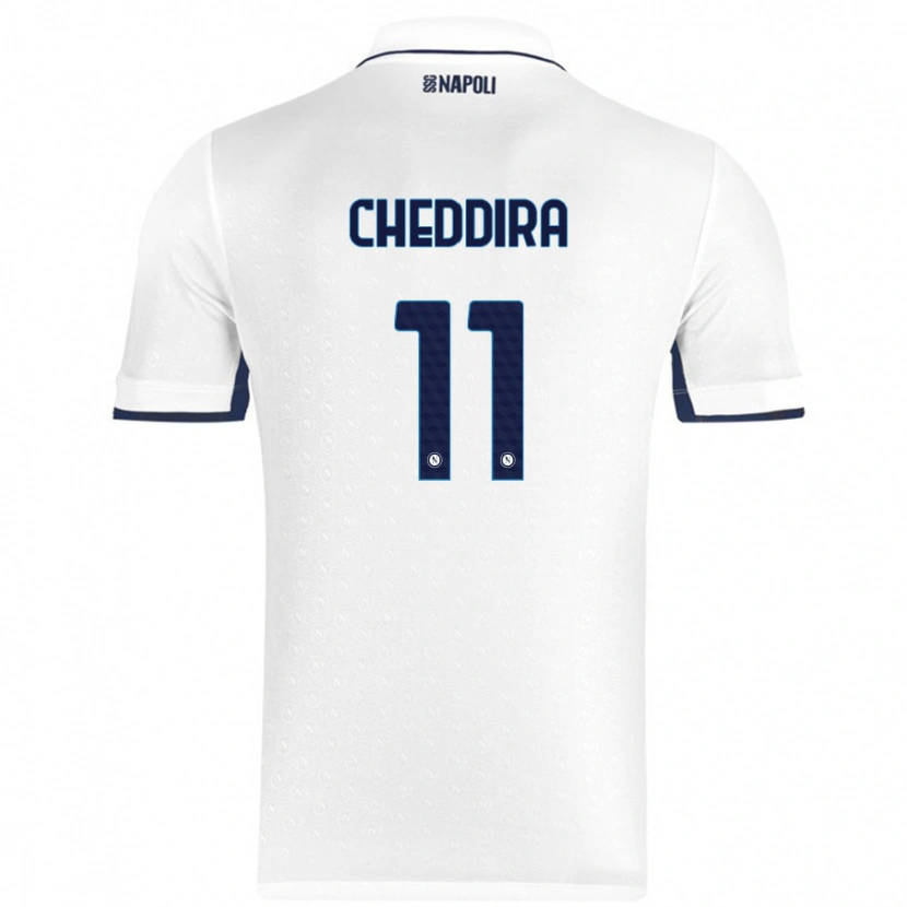 Danxen Dames Walid Cheddira #11 Wit Koningsblauw Uitshirt Uittenue 2024/25 T-Shirt