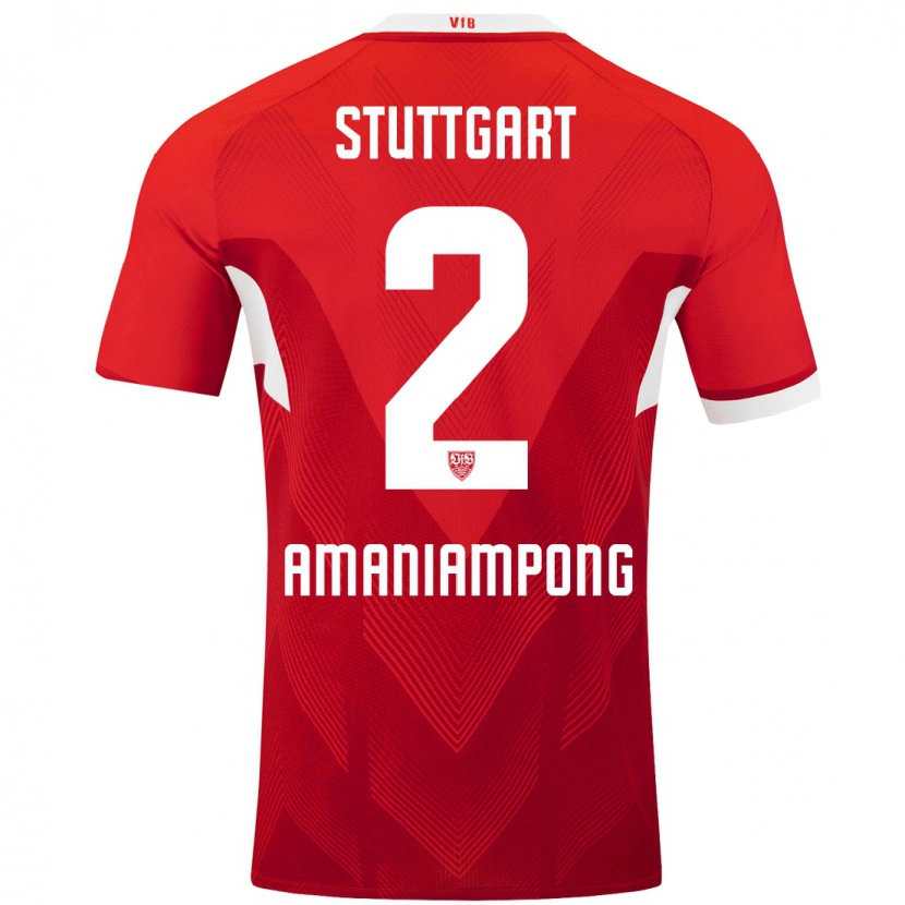 Danxen Dames Kaden Amaniampong #2 Rood Wit Uitshirt Uittenue 2024/25 T-Shirt