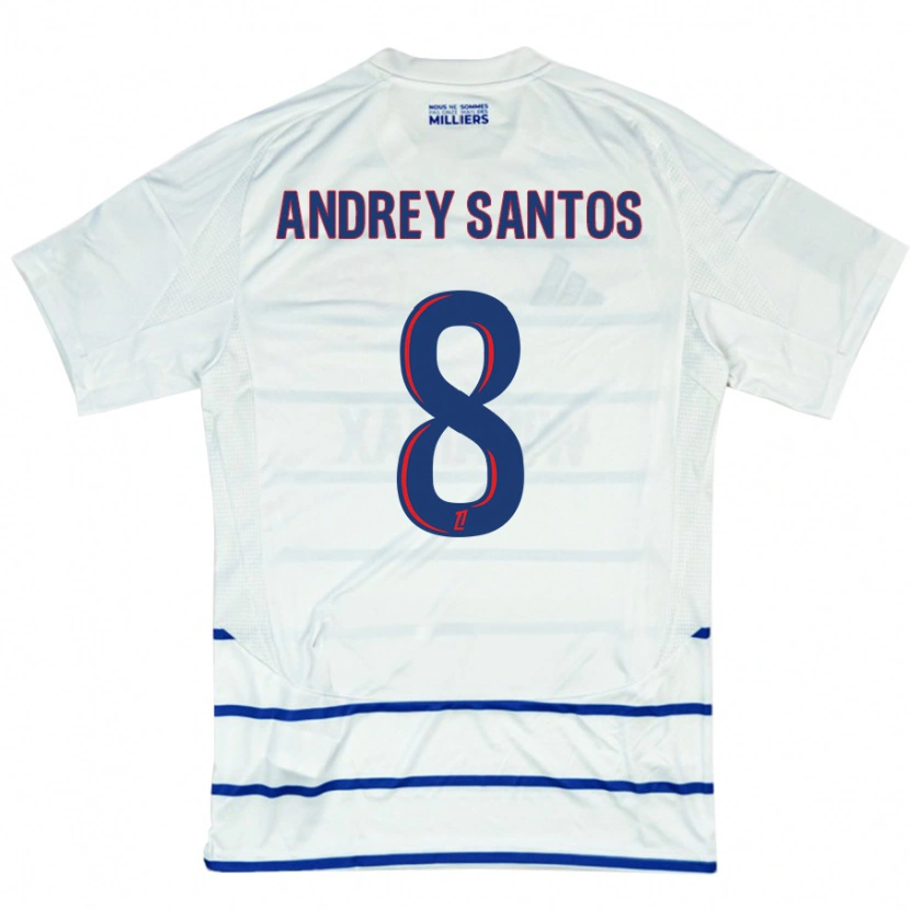 Danxen Dames Andrey Santos #8 Wit Blauw Uitshirt Uittenue 2024/25 T-Shirt