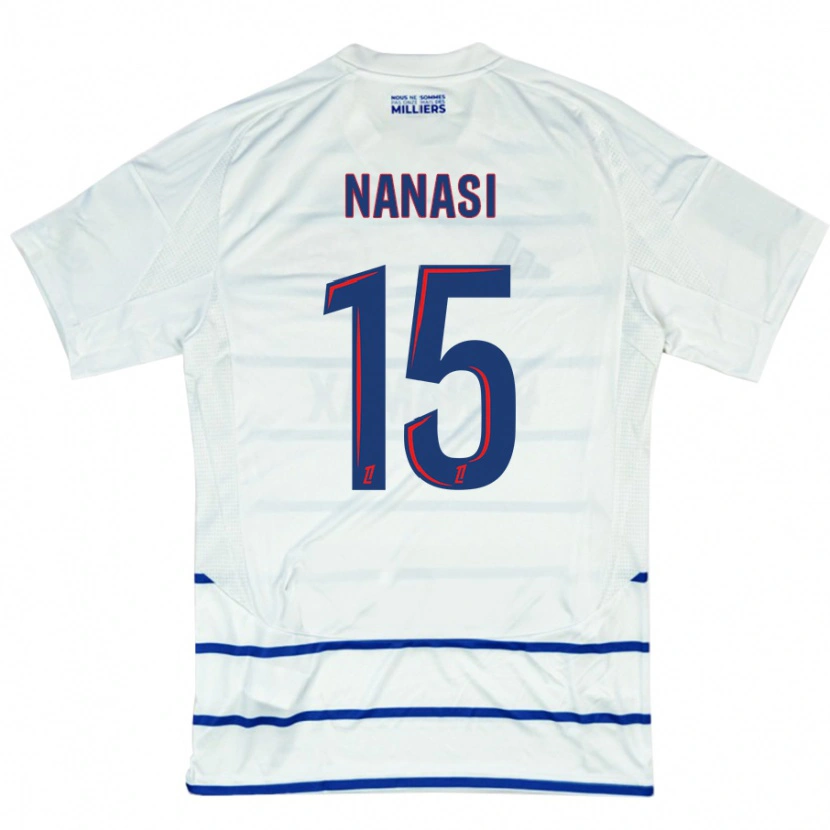 Danxen Dames Sebastian Nanasi #15 Wit Blauw Uitshirt Uittenue 2024/25 T-Shirt