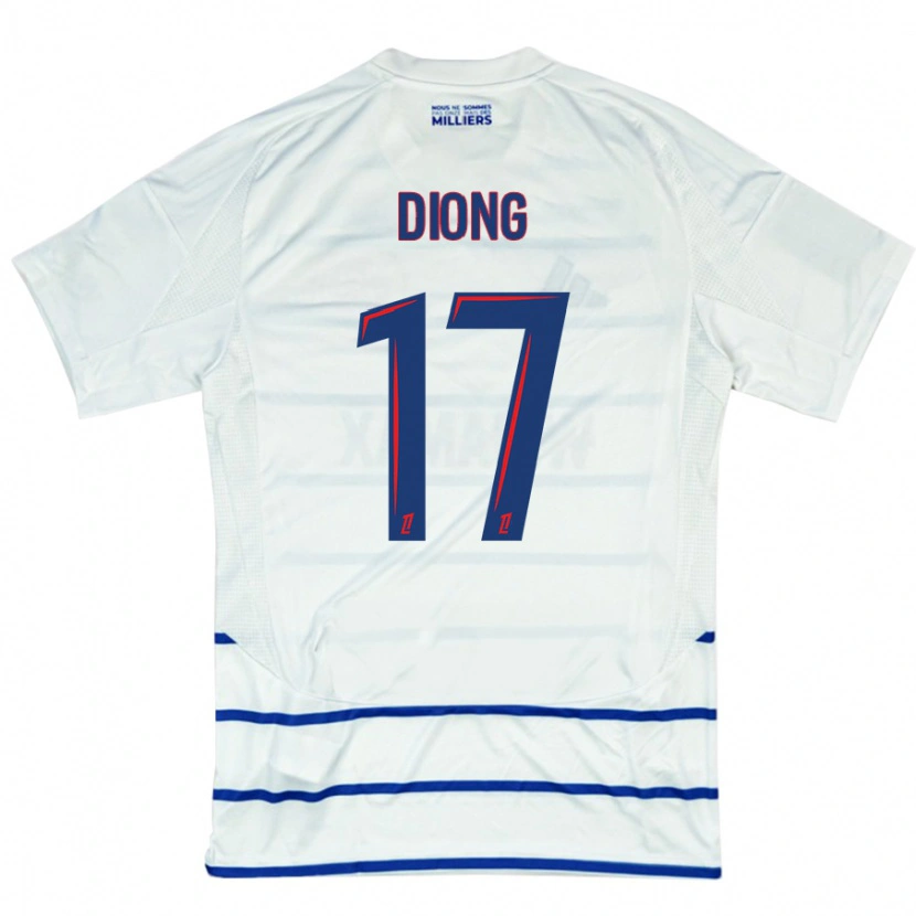 Danxen Dames Pape Diong #17 Wit Blauw Uitshirt Uittenue 2024/25 T-Shirt