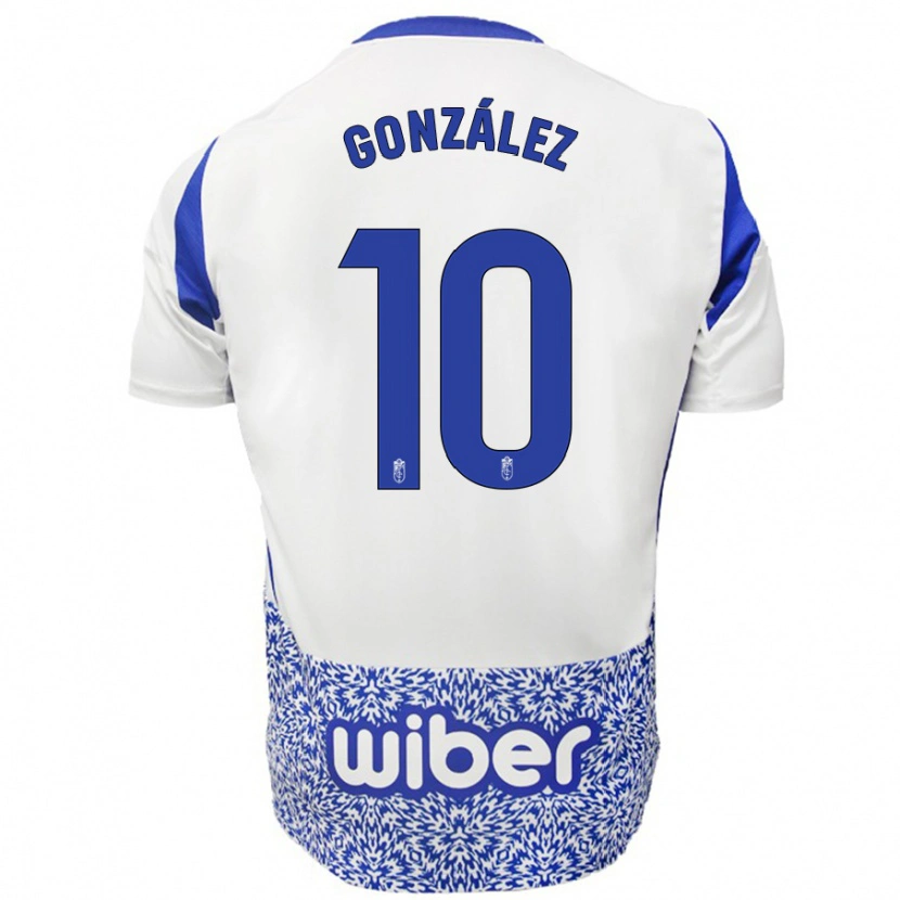 Danxen Dames Mario González #10 Wit Blauw Uitshirt Uittenue 2024/25 T-Shirt