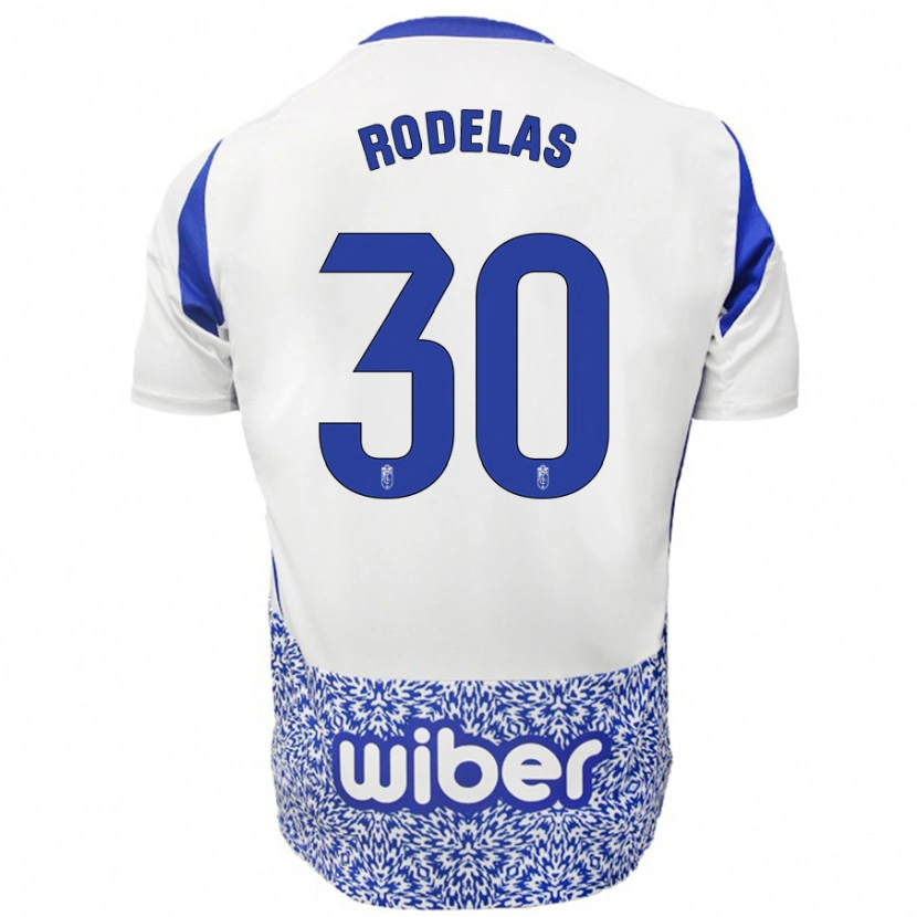 Danxen Dames Sergio Rodelas #30 Wit Blauw Uitshirt Uittenue 2024/25 T-Shirt