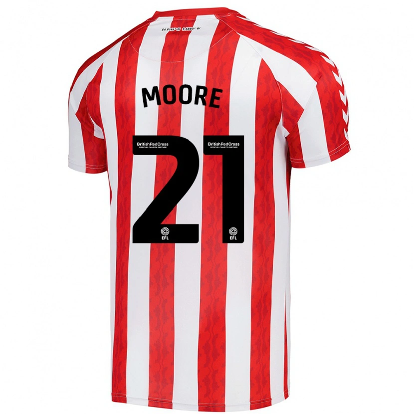 Danxen Kinderen Simon Moore #21 Rood Wit Thuisshirt Thuistenue 2024/25 T-Shirt