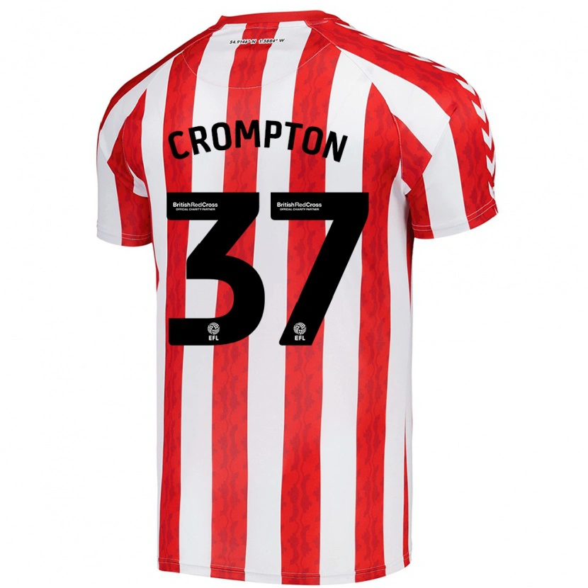 Danxen Kinderen Ben Crompton #37 Rood Wit Thuisshirt Thuistenue 2024/25 T-Shirt