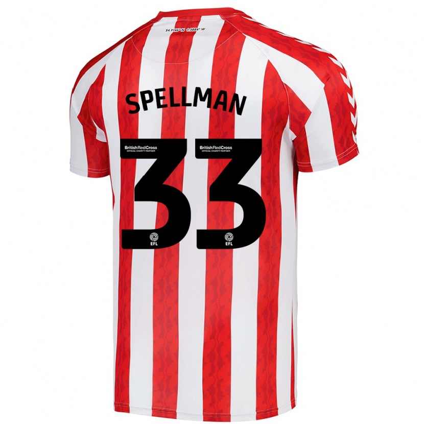 Danxen Kinderen Michael Spellman #33 Rood Wit Thuisshirt Thuistenue 2024/25 T-Shirt